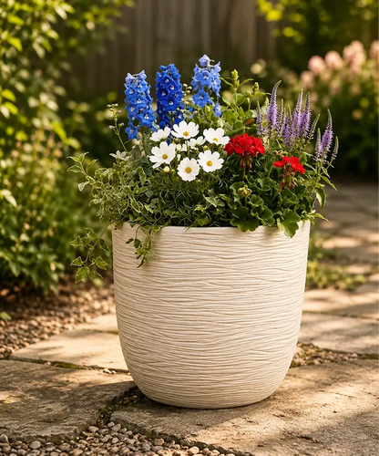 XL Amalfi Stone-Effect Round Planter – Large Indoor & Outdoor Pot for Flowers, Trees & Garden Plants