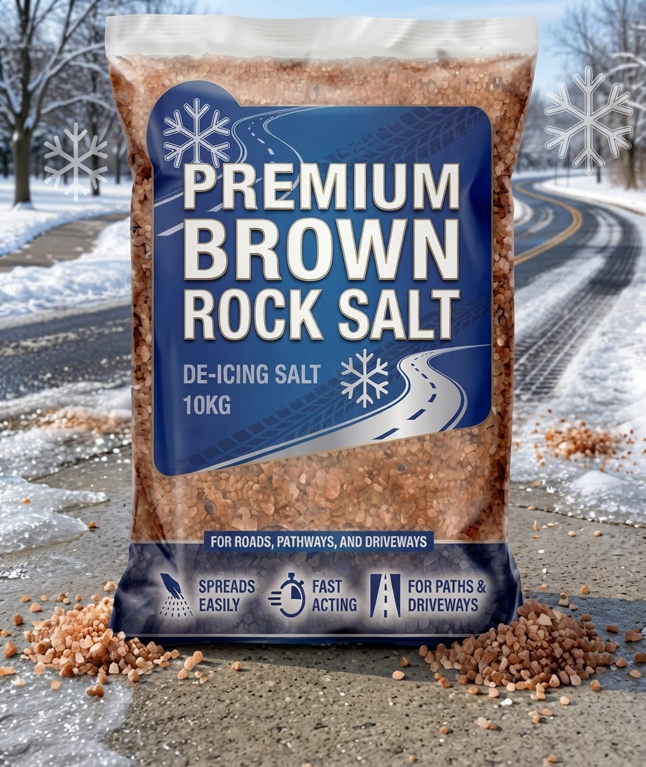 10kg Brown Rock Salt & Ice Melt Grit – Heavy Duty Winter De-Icing Solution