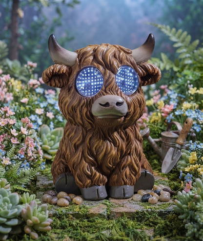 Blinking Solar Highland Cow Garden Ornament Animated LED Outdoor Statue