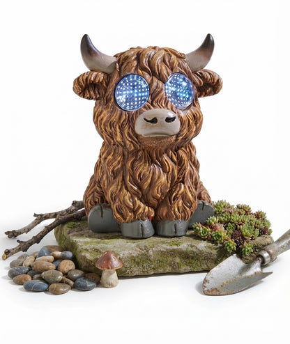 Blinking Solar Highland Cow Garden Ornament Animated LED Outdoor Statue