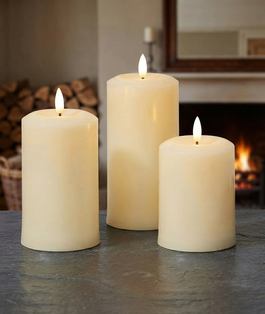 Versatile Tabletop Décor Flickering LED Pillar Candle – 7.5 x 7.5 x 17.5 cm