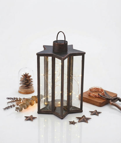 Firefly Rustic Bronze Extra-Large Star Lantern – Weatherproof Solar-Powered Garden Decor