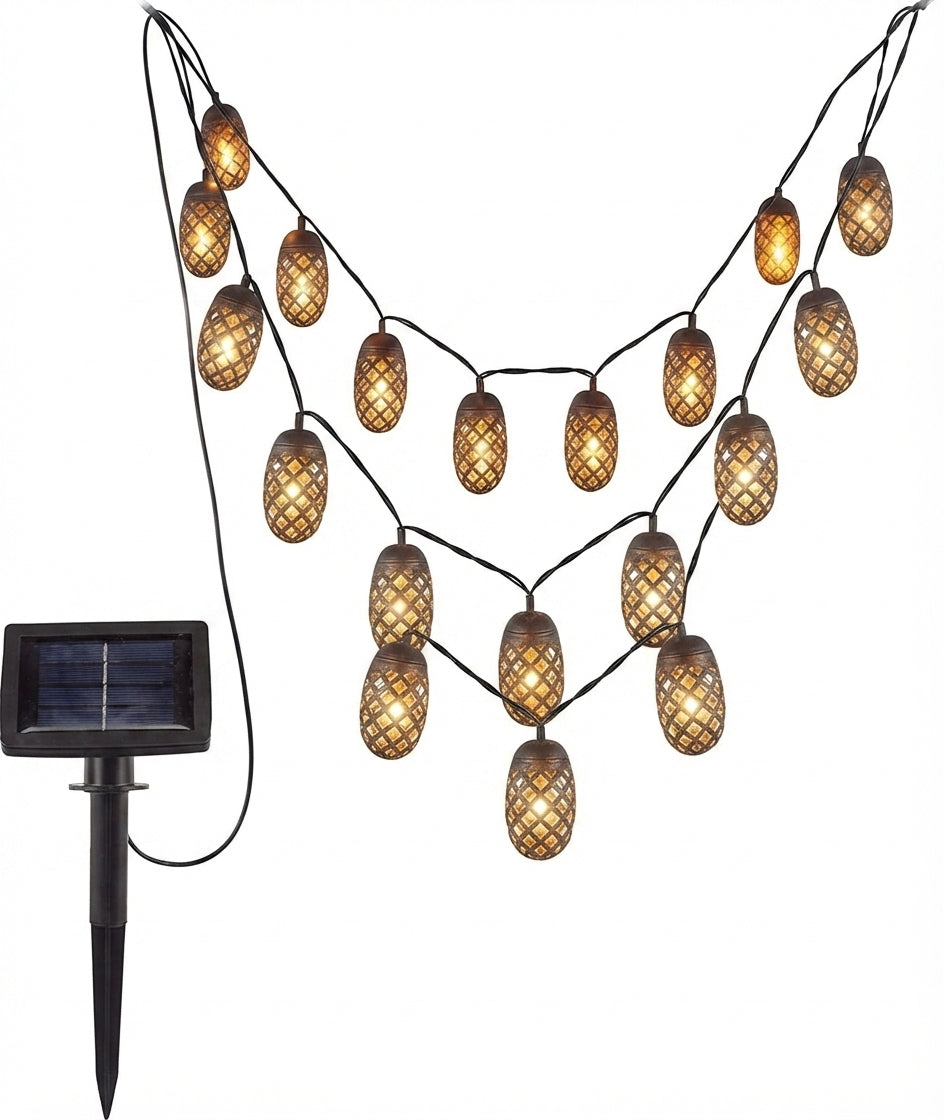 Flaming Solar String Lights 4.7m – Amber LED Flickering Flame Effect for Outdoors
