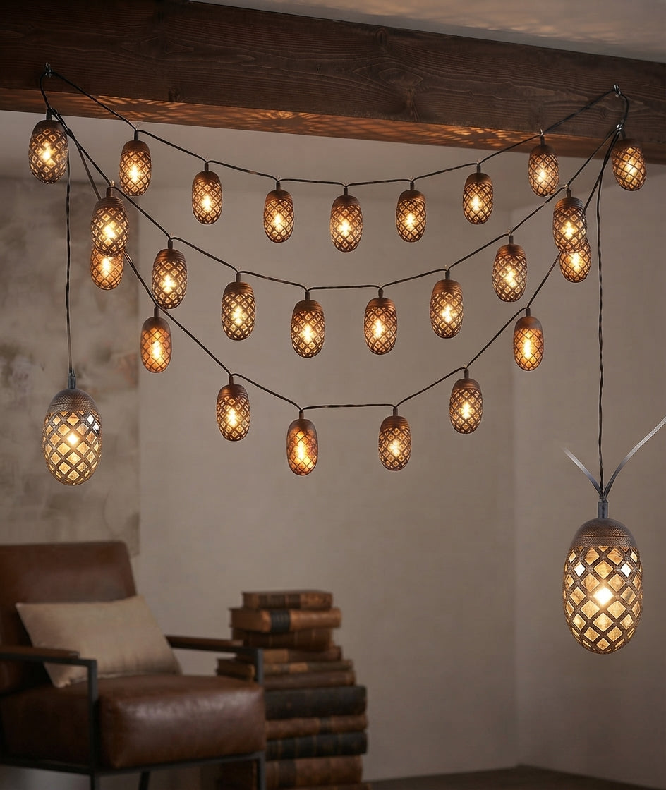 Flaming Solar String Lights 4.7m – Amber LED Flickering Flame Effect for Outdoors