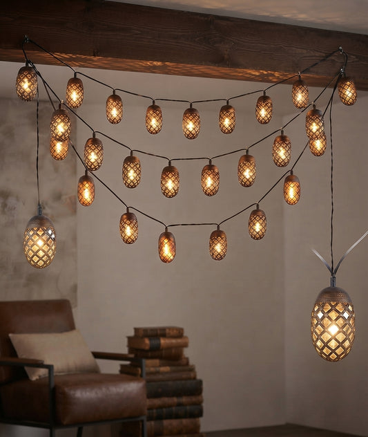 Flaming Solar String Lights 4.7m – Amber LED Flickering Flame Effect for Outdoors