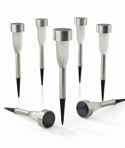 Solar Fluted Marker Light Warm White LED Outdoor Pathway Garden Lights