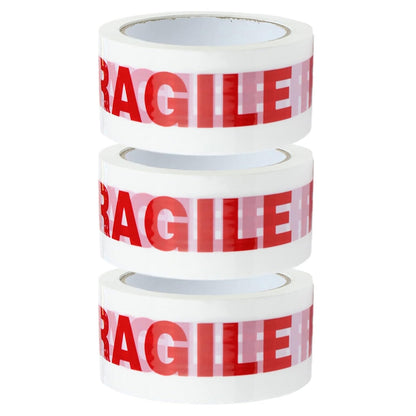 Clear, Brown & Fragile Printed Packaging Tapes – 50mm x 66m Strong Adhesive Parcel Sealing Rolls