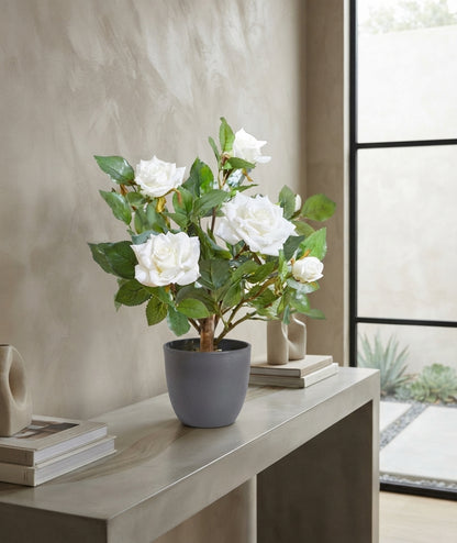 40cm Artificial Regent Roses Potted Plant - Red, Pink & White