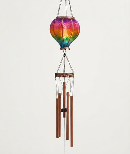 Solar Rainbow Flame Hot Air Balloon Wind Chime Hanging Garden Light 104cm
