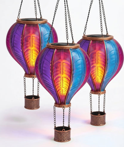 Aurora Flaming Solar Hot Air Balloon Hanging Lantern Warm LED Light