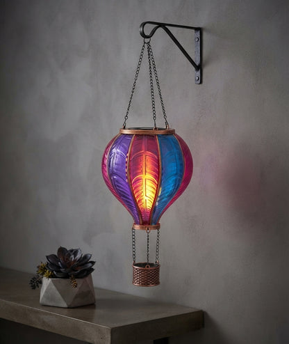 Aurora Flaming Solar Hot Air Balloon Hanging Lantern Warm LED Light