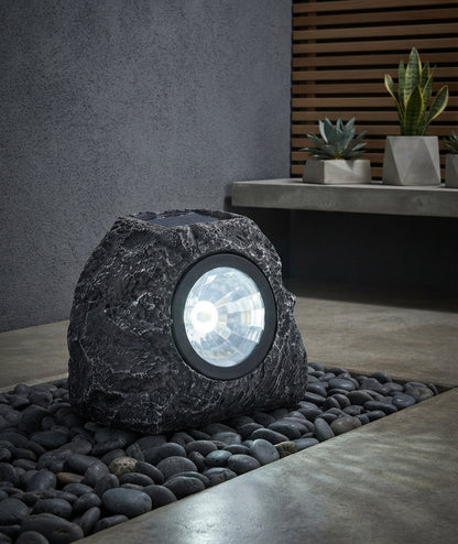 Solar Granite Rock Spotlight Waterproof Stone Effect LED Garden Landscape Lights