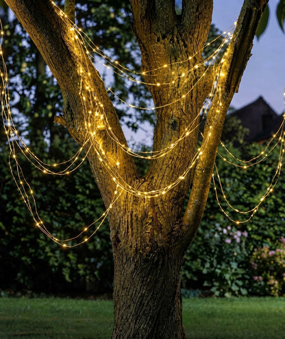 Outdoor Warm White Firefly Solar String Lights for Trees & Patios
