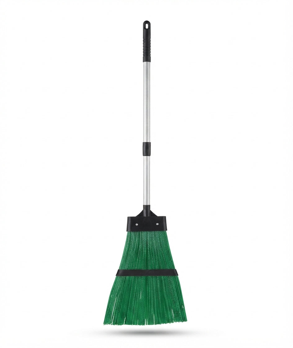 2-in-1 Telescopic Garden Broom & Leaf Rake Hard Bristle Cleaning Tool