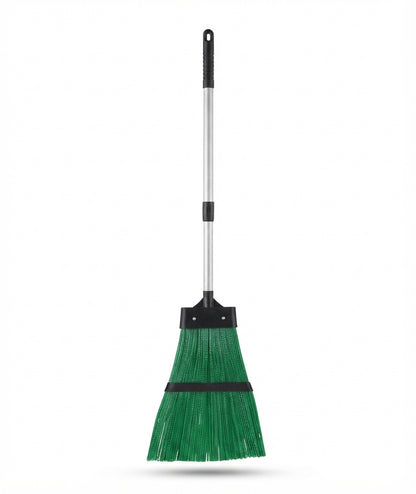 2-in-1 Telescopic Garden Broom & Leaf Rake Hard Bristle Cleaning Tool