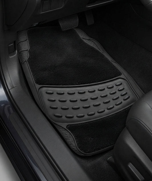 4 Piece Universal Rubber Car Mats Front & Rear Non-Slip Heavy Duty
