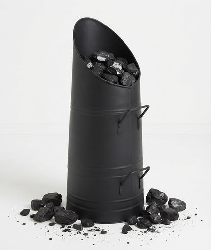 22-Inch Heavy Duty Black Steel Coal Hod with Dual Handles