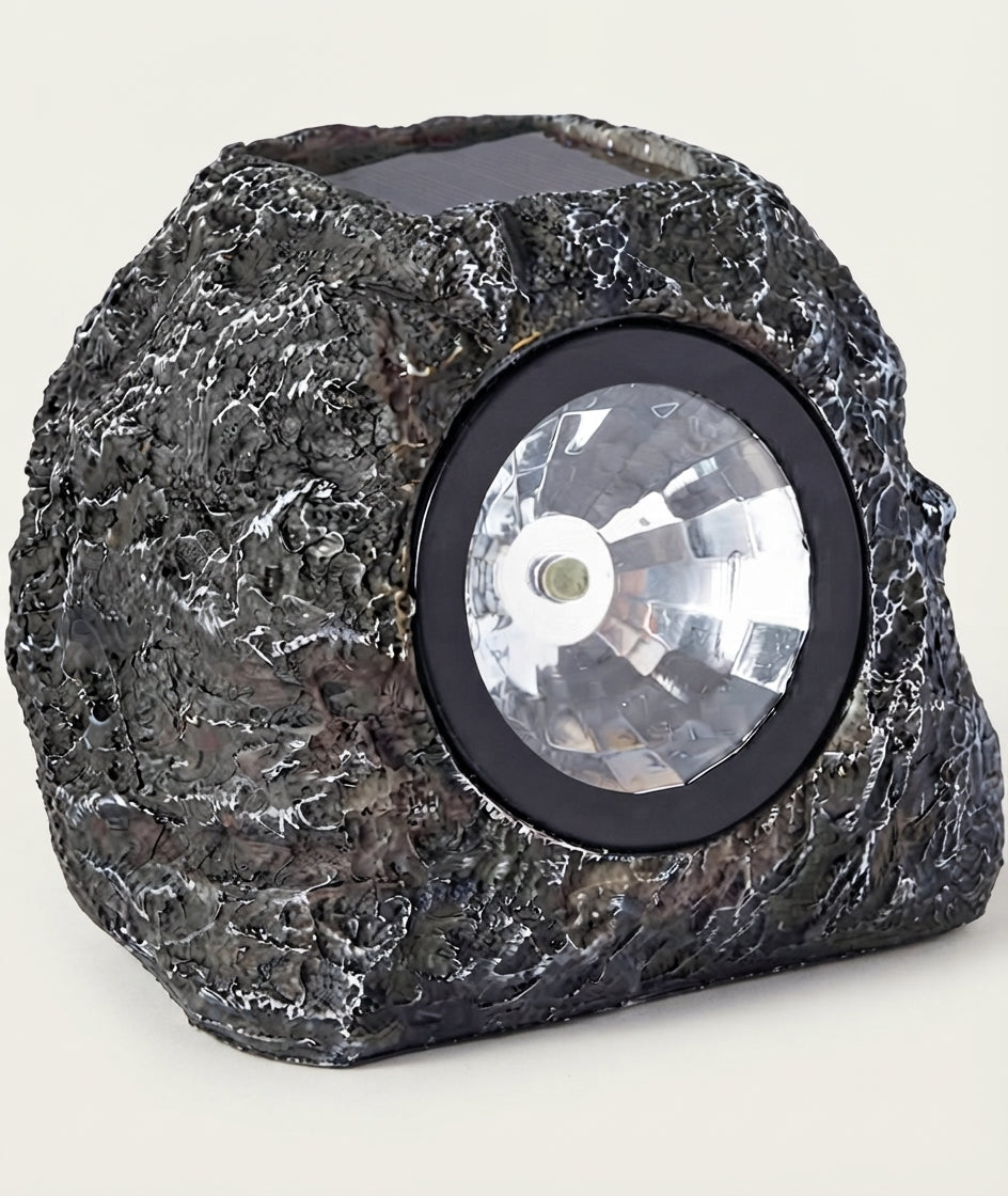 Solar Granite Rock Spotlight Waterproof Stone Effect LED Garden Landscape Lights