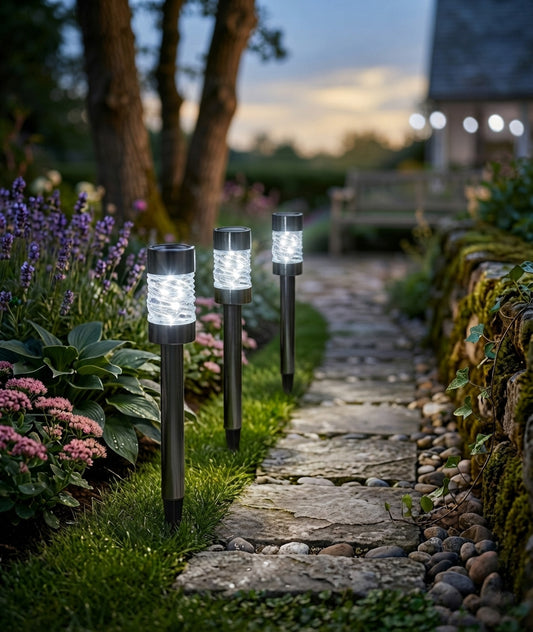 Martello Solar Garden Lights 3 Pack Crystal Glass Outdoor Stake Lamps