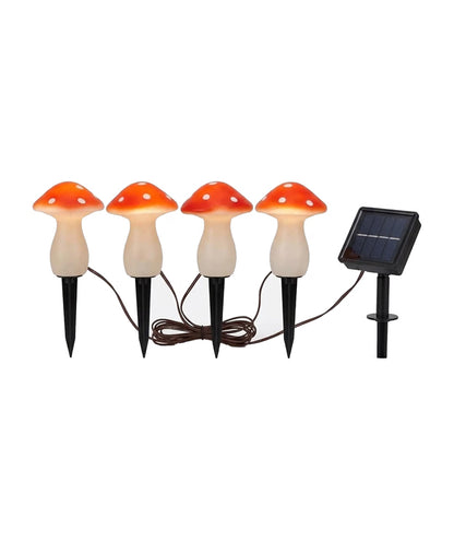 Solar Fairy Mushroom Stake Lights Polka Dot Outdoor Garden Decor for Flower Beds