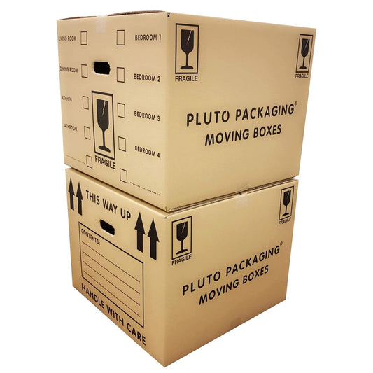 Pack of 5 XL Moving Boxes 21x21x16" Heavy Duty Cardboard Removal Boxes with Handles & Room Checklist
