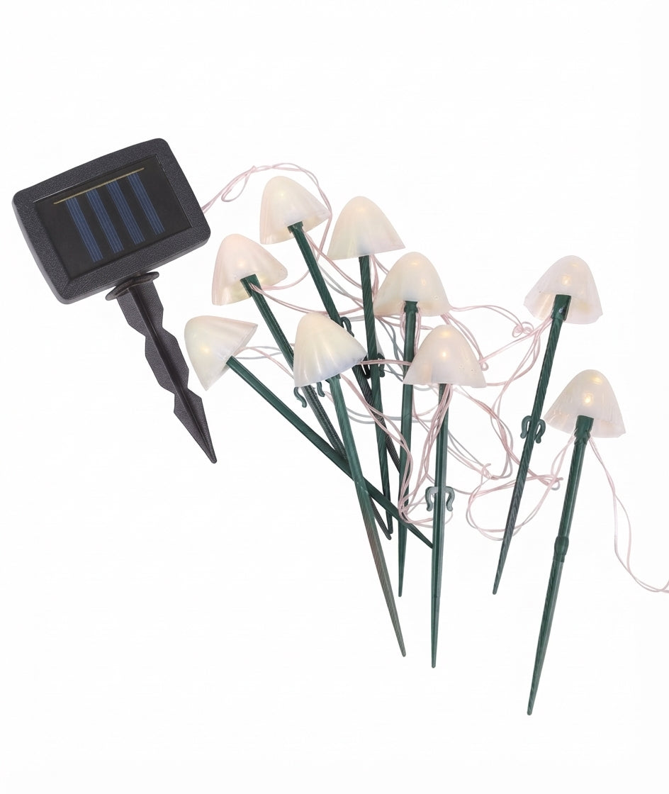 Solar Mushroom Pathway Stake Lights Warm White Pearl Cap Garden Lights