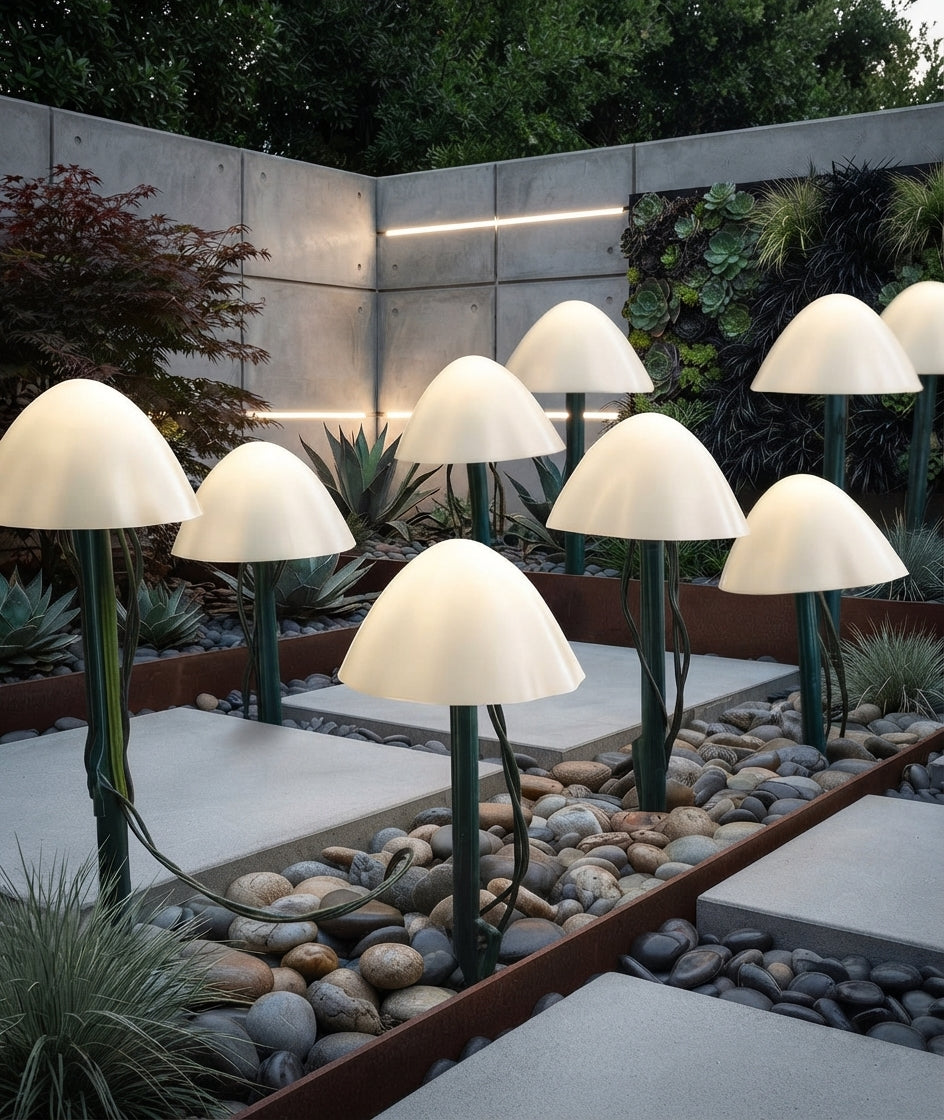 Solar Mushroom Pathway Stake Lights Warm White Pearl Cap Garden Lights