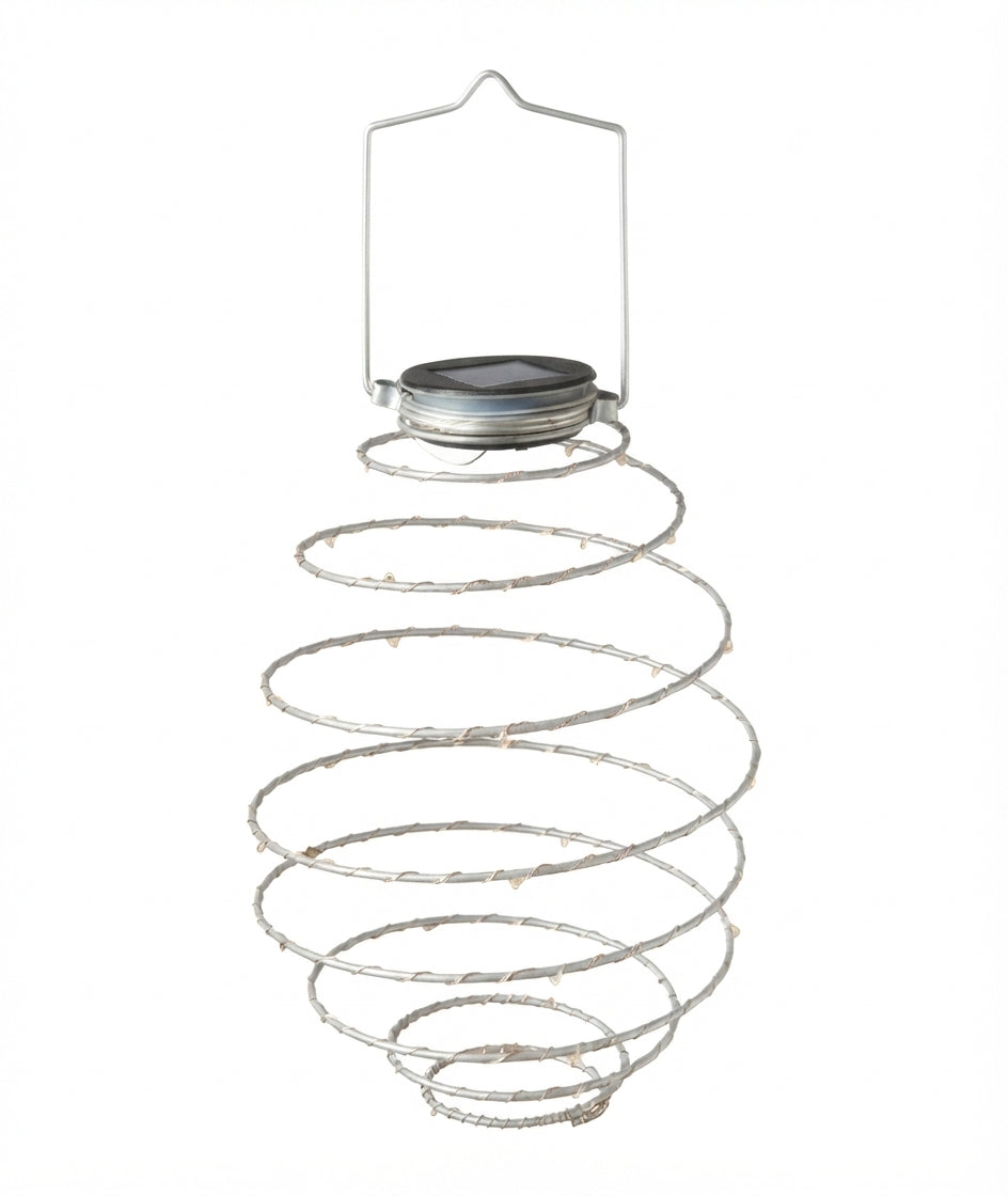 Warm White Solar Hanging Lantern Spiralight LED Garden Ornament