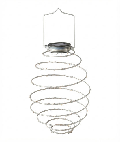 Warm White Solar Hanging Lantern Spiralight LED Garden Ornament