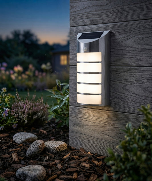Solar Wall Light with PIR Motion Sensor Warm White LED Outdoor Lamp