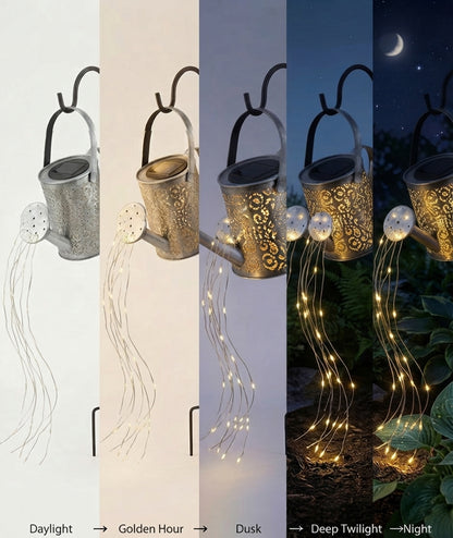 Solar Watering Can Lights Warm White Firefly LED Garden Decoration with 36 Micro Lights