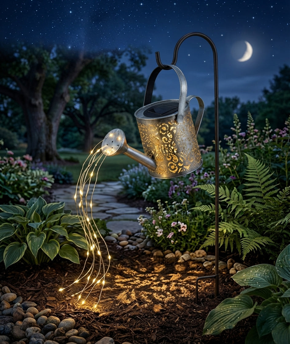 Solar Watering Can Lights Warm White Firefly LED Garden Decoration with 36 Micro Lights