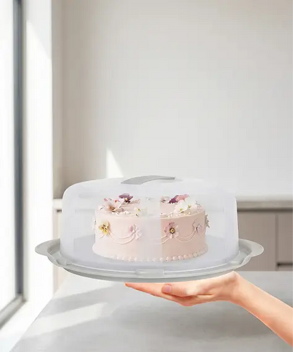 Clear Plastic Round Cake & Dessert Box with Lid & Handles