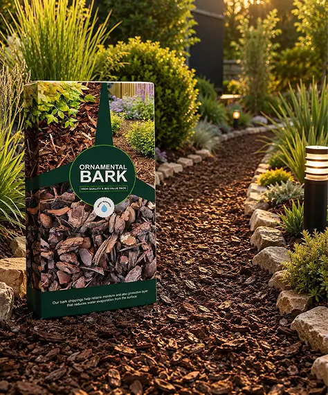 50L Ornamental Wood Bark Chippings – Decorative Mulch for Gardens, Landscapes & Paths