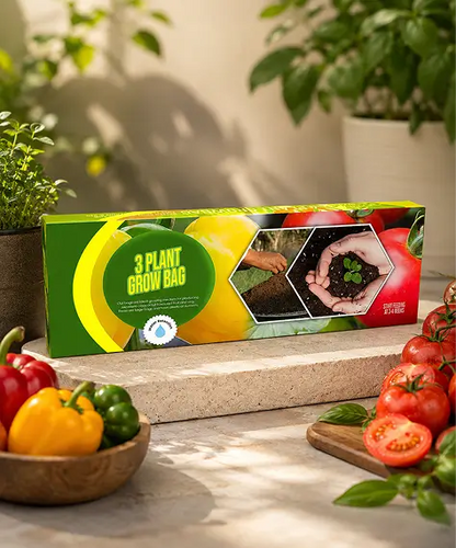 Triple Plant Grow Bags for Fruits & Vegetables with Nutrient Balance for Garden & Greenhouse Use