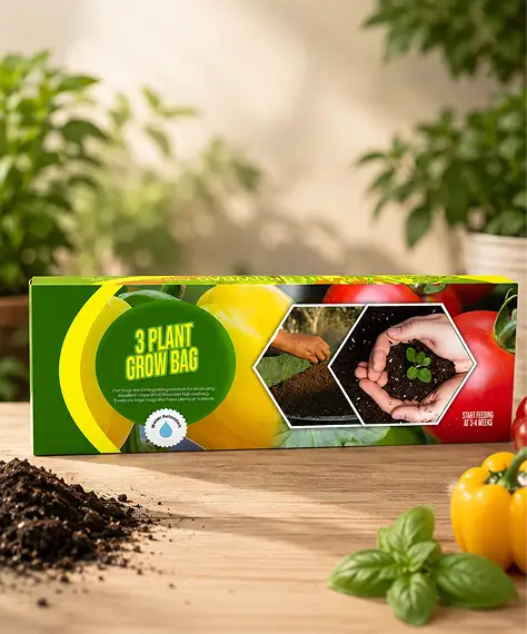 Triple Plant Grow Bags for Fruits & Vegetables with Nutrient Balance for Garden & Greenhouse Use