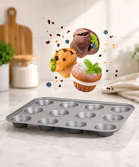 12 Cup Non-Stick Cupcake & Muffin Baking Tray – Dishwasher & Oven Safe