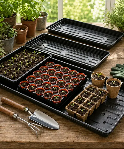 Strong Black Plant Trays – Durable Multi-Use Trays for Gardens & Greenhouses