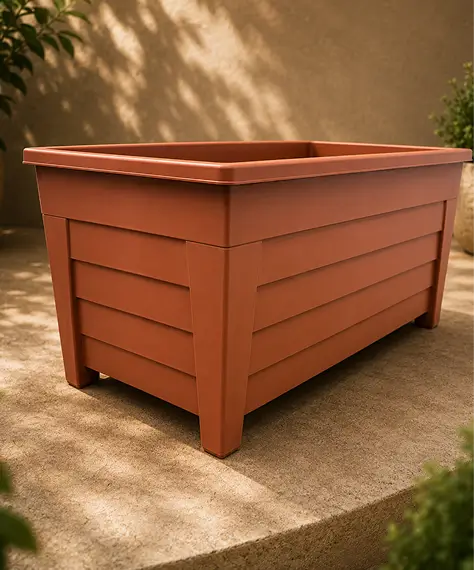Set of 4 Terracotta Grosvenor Trough Planters – Elegant Garden Containers for Flowers, Herbs & Plants