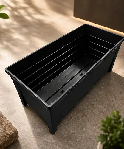 Set of 4 Black Grosvenor Trough Planters – Stylish Garden Containers for Flowers, Herbs & Plants