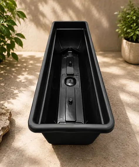 60cm Rectangular Garden Trough Planter – Black or Terracotta Windowsill Plant Pot for Flowers, Herbs & Plants