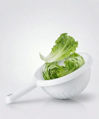 Deep Plastic Colander Basket with Handle for Draining Fruits & Vegetables
