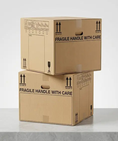 Extra Large & Medium Fragile Cardboard Removal Boxes – Handle with Care Moving Boxes with Carry Handles
