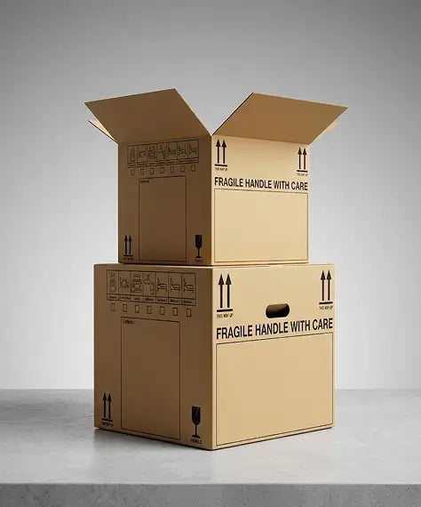 Extra Large & Medium Printed Cardboard Removal Boxes – Strong Tick List Moving Boxes with Carry Handles