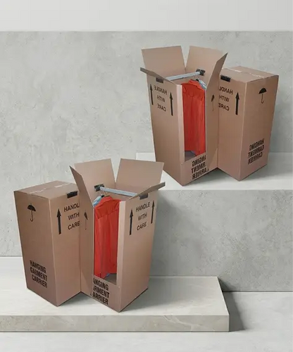 Strong Double-Wall Cardboard Wardrobe Boxes – Heavy-Duty Moving Boxes with Hanging Rails