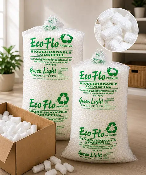 Eco Flo Biodegradable Loose Fill Packing Peanuts – Protective Void Fill for Mailing, Shipping & Packaging