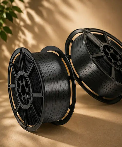 12mm x 1000m Black Polypropylene Pallet Strapping Coil – 310kg Break Strength Hand Strapping Roll
