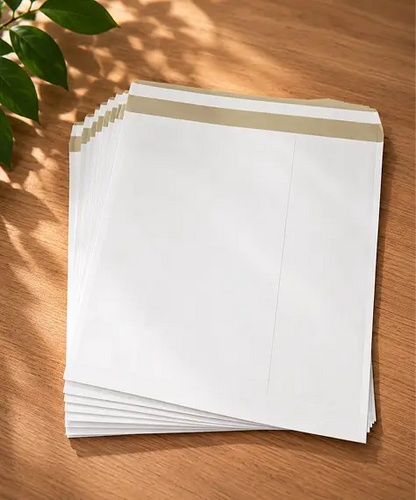 13" White Peel & Seal Record Mailers – Strong Board Packaging (340 x 340mm)