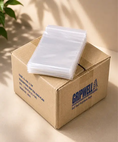 A4 9 x 12.75" Clear Grip Seal Bags – Interlocking Closure Polythene Storage Pouches