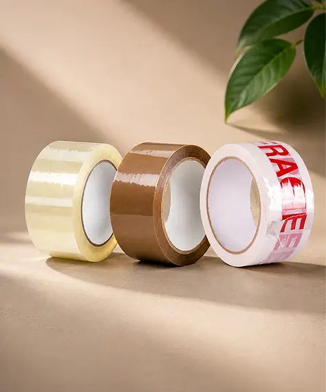 Clear, Brown & Fragile Printed Packaging Tapes – 50mm x 66m Strong Adhesive Parcel Sealing Rolls